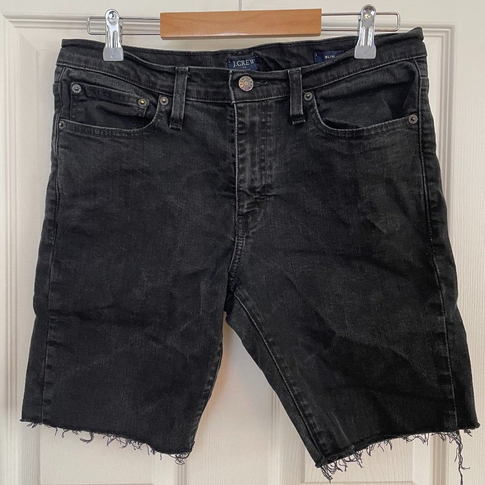 Black J.Crew Cut Off Denim Jean Shorts - Men's 32